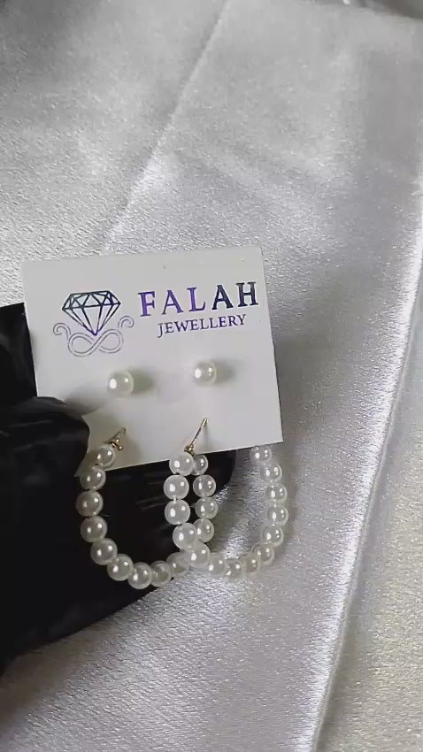 The Pearl Stud & Hoop Earring Set